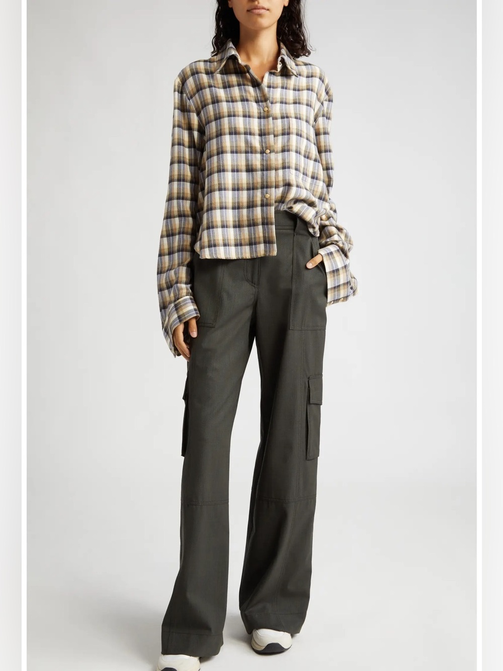 TWP Stretch Wool Cargo Pants in Military, size 6